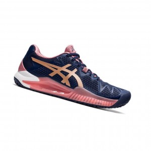 Dámské Tenisové Boty Asics GEL-RESOLUTION 8 OC Tmavě Blankyt | 1538-NVMAT