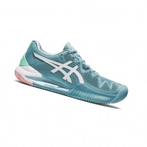 Dámské Tenisové Boty Asics GEL-RESOLUTION 8 CLAY Blankyt Bílé | 8206-MPNKE