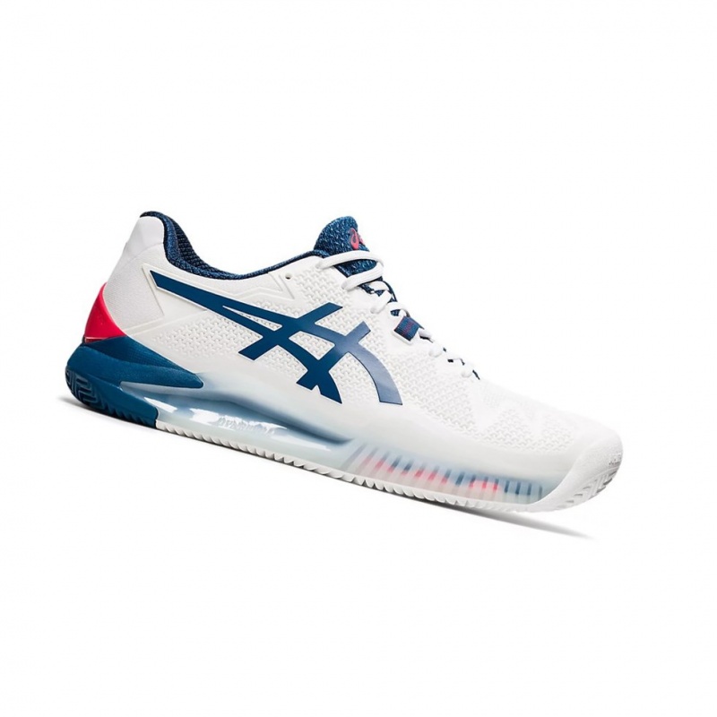 Pánské Tenisové Boty Asics GEL-RESOLUTION 8 CLAY Bílé Blankyt | 2701-DXHJQ