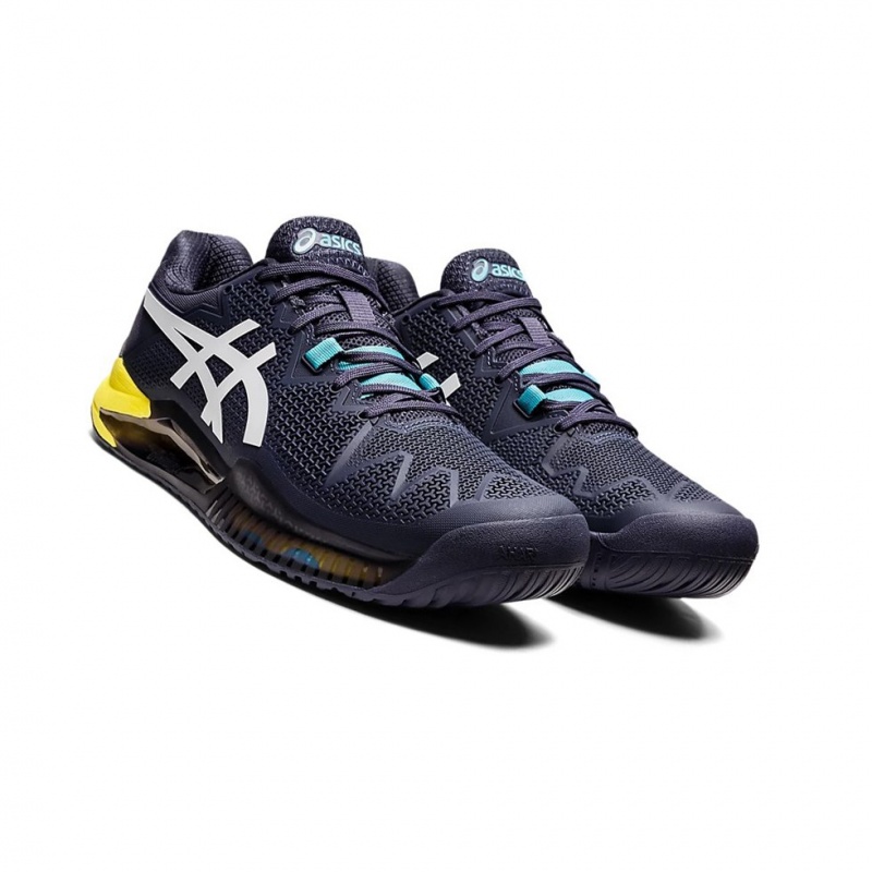 Pánské Tenisové Boty Asics GEL-Resolution 8 Indigo Bílé | 9207-SNDWM